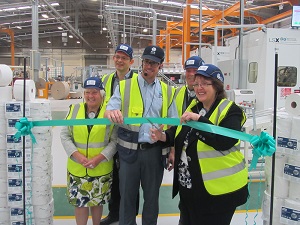 Mayor of West Lancashire Nikki Hennessey (right) and MP Rosie Cooper (left) cut the ribbon at SCA’s Skelmersdale site, with help from Site Manager Mark Mannering (centre) Mayor of West Lancashire Nikki Hennessey (right) and MP Rosie Cooper (left) cut the ribbon at SCA’s Skelmersdale site, with help from Site Manager Mark Mannering (centre)